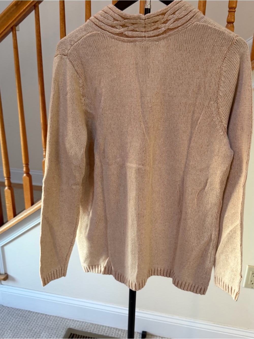 Liz Claiborne Cable-Trim Button Cardigan - Tan - Picture 4 of 7